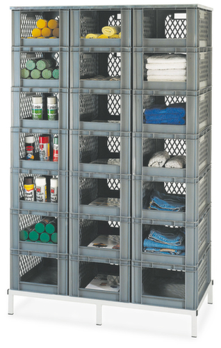 Bac gerbable norme Europe avec face avant ouverte + parois ajourées, bleu, capacité 51 l