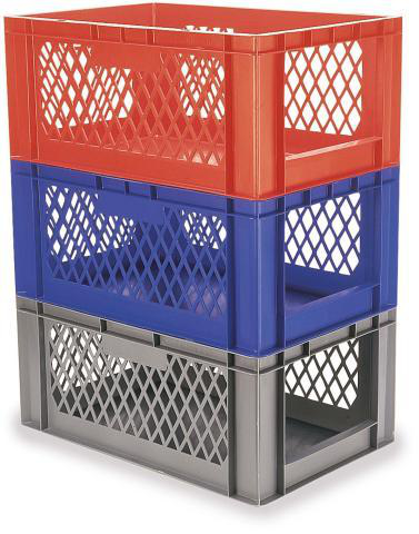 Bac gerbable norme Europe avec face avant ouverte + parois ajourées, bleu, capacité 51 l