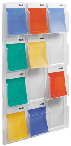 helit Présentoir mural "the clearly", 12 tablettes, structure transparent