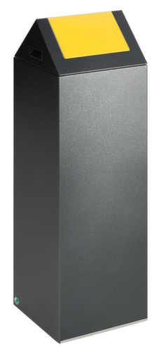 VAR Collecteur de recyclage WSG 85 S avec couvercle oscillant, 89 l, argent antique, couvercle RAL1023 jaune signalisation
