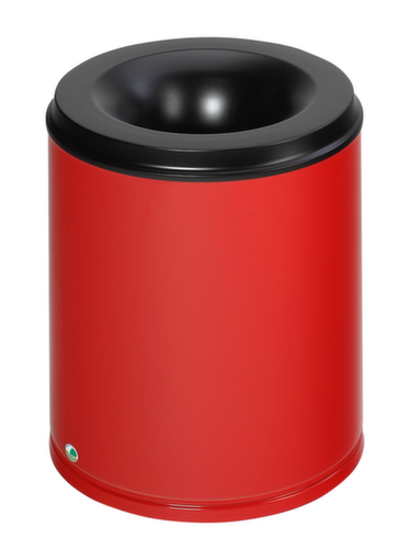 VAR Corbeille à papier avec tête étouffoir, 80 l, RAL3000 rouge vif, partie supérieure noir