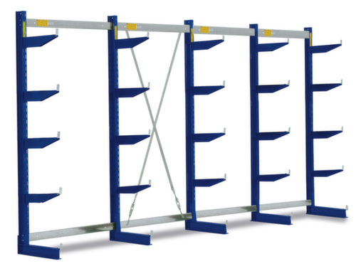 Rayonnage cantilever, unilatéral - conçu pour un montage mural, hauteur 1980 mm, 5 niveaux