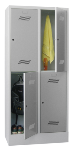 PAVOY Armoire vestiaire à deux niveaux Basis gris clair avec 2x2 compartiments, largeur de compartiment 400 mm
