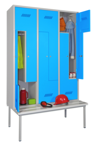 PAVOY Armoire vestiaire Z Basis avec banc + 6 compartiments, largeur de compartiment 400 mm