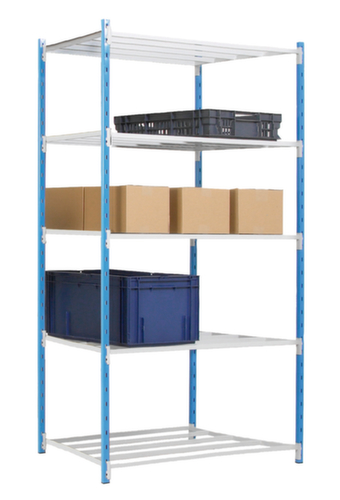 Manorga rayonnages sans vis pour une utilisation des deux côtés, hauteur x largeur x profondeur 2000 x 1266 x 500 mm, 5 tablettes