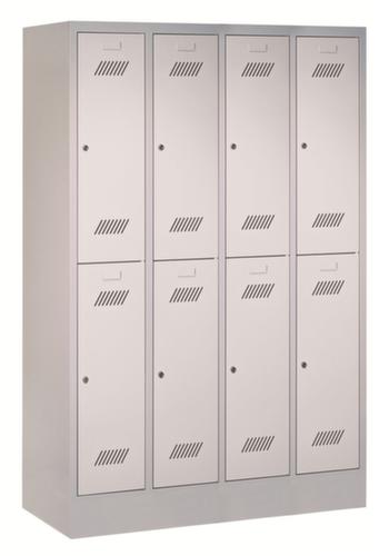 PAVOY Armoire vestiaire à deux niveaux Basis gris clair avec 4x2 compartiments, largeur de compartiment 300 mm