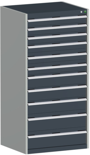 bott Armoire à tiroirs cubio surface de base 800x750 mm, 11 tiroir(s), RAL7035 gris clair/RAL7016 gris anthracite
