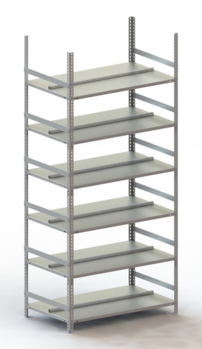 META Etagère à dossiers à visser pour une utilisation des deux côtés, 6 tablettes, RAL7035 gris clair