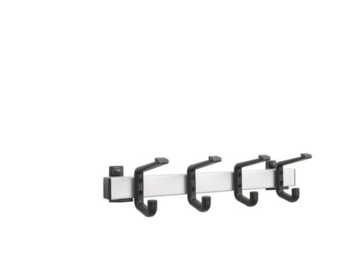 van Esch Vestiaire mural avec patères à chapeaux et crochets portemanteaux, avec 4 patères à chapeaux et 4 crochets porte-manteaux, aluminium/RAL9005 noir foncé