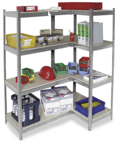 Rayonnage sans boulons à plateaux agglomérés avec 4 tablettes, hauteur x largeur x profondeur 1800 x 910 x 500 mm, 4 tablettes