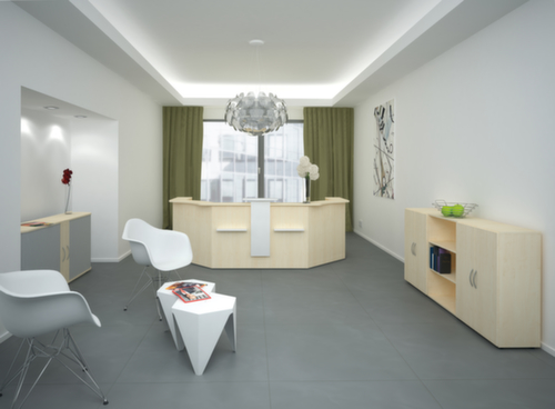 Rehausse de banque d'accueil avec compartiments + évidement pour écran