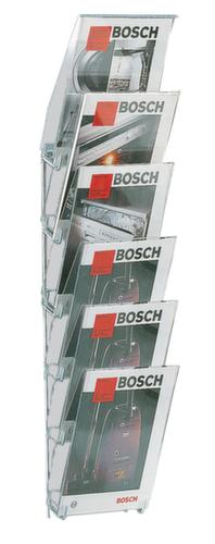 Présentoir mural pour DIN A4, 6 tablettes, structure gris clair