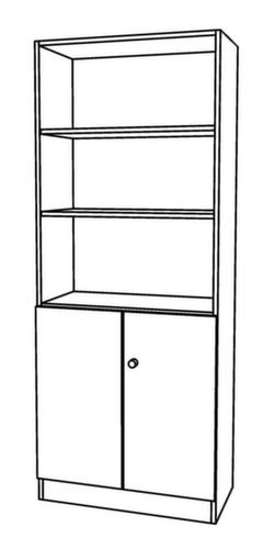 Armoire combinée Sina avec 2 portes et 3 compartiments, 5 hauteurs des classeurs, blanc/chêne