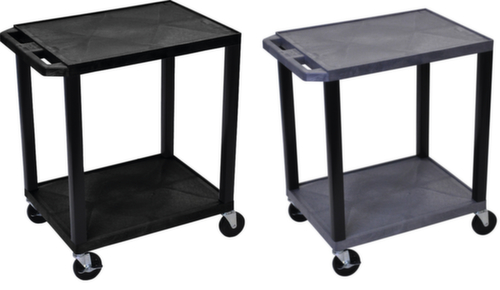 Chariot à étagères plastique 610x460 mm, force 150 kg, 2 plateaux