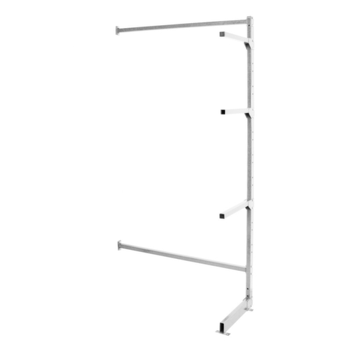 Rayonnage cantilever avec 4 niveaux de stockage, unilatéral - conçu pour un montage mural, hauteur 1950 mm, 4 niveaux