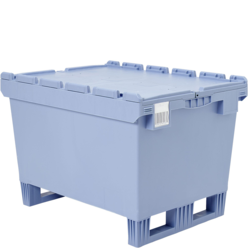 BITO Conteneur consigné de grand volume à fond nervuré + patins, capacité 147 l, couvercle crocodile