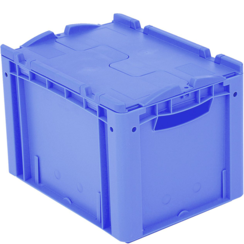 BITO Bac gerbable norme Europe, bleu, capacité 25 l, Couvercle à charnière en 2 parties