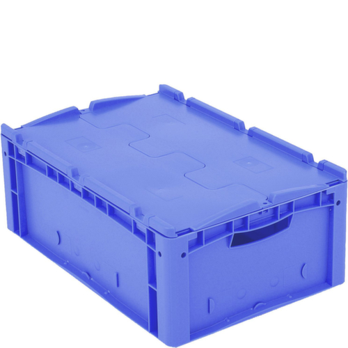 BITO Bac gerbable norme Europe, bleu, capacité 43 l, Couvercle à charnière en 2 parties