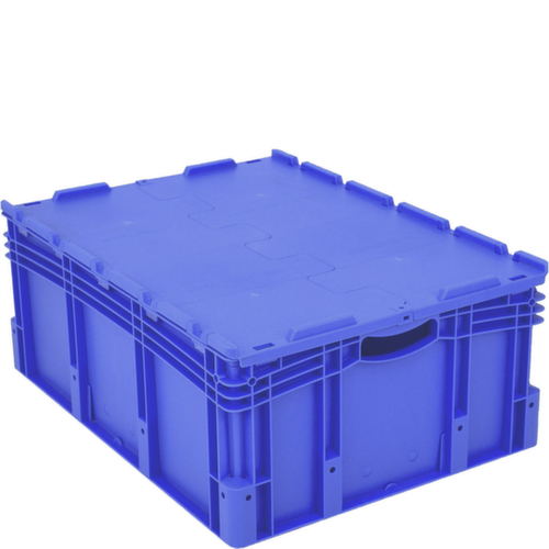 BITO Bac gerbable norme Europe de grand volume, bleu, capacité 128 l, couvercle à charnière