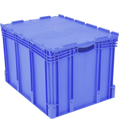 BITO Bac gerbable norme Europe à double fond, bleu, capacité 206 l, Couvercle à charnière en 2 parties