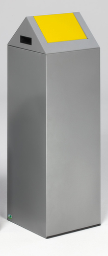 VAR Collecteur de recyclage WSG 85 S avec couvercle oscillant, 89 l, argent, couvercle RAL1023 jaune signalisation