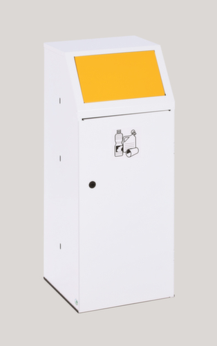 VAR Collecteur de déchets recyclables avec porte d'entrée, 69 l, RAL9016 blanc signalisation, couvercle jaune