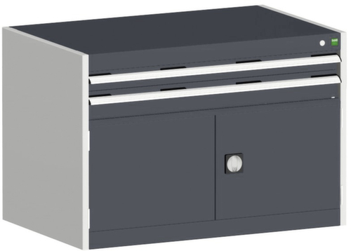bott Armoire à tiroirs cubio surface de base 1050x750 mm, 2 tiroir(s), RAL7035 gris clair/RAL7016 gris anthracite