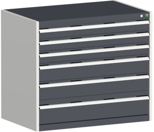 bott Armoire à tiroirs cubio surface de base 1050x650 mm, 6 tiroir(s), RAL7035 gris clair/RAL7016 gris anthracite