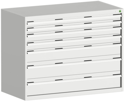 bott Armoire à tiroirs cubio surface de base 1300x650 mm, 7 tiroir(s), RAL7035 gris clair/RAL7035 gris clair