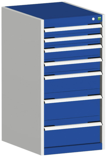 bott Armoire à tiroirs cubio surface de base 525x525 mm, 7 tiroir(s), RAL7035 gris clair/RAL5010 bleu gentiane