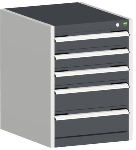 bott Armoire à tiroirs cubio surface de base 525x525 mm, 5 tiroir(s), RAL7035 gris clair/RAL7016 gris anthracite