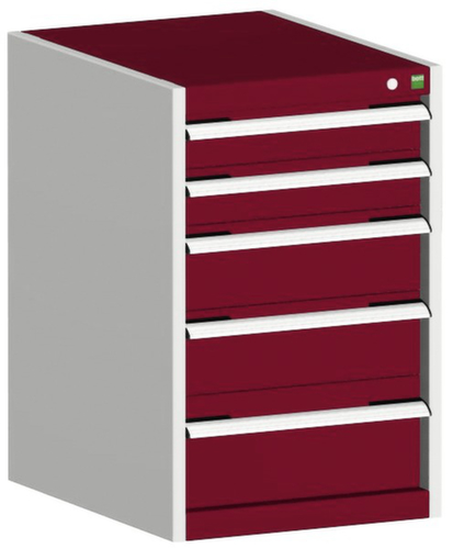 bott Armoire à tiroirs cubio surface de base 525x525 mm, 5 tiroir(s), RAL7035 gris clair/RAL3004 rouge pourpre