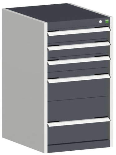 bott Armoire à tiroirs cubio surface de base 525x525 mm, 5 tiroir(s), RAL7035 gris clair/RAL7016 gris anthracite