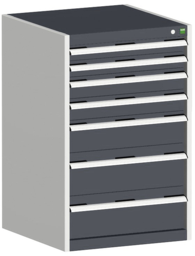 bott Armoire à tiroirs cubio surface de base 650x650 mm, 7 tiroir(s), RAL7035 gris clair/RAL7016 gris anthracite