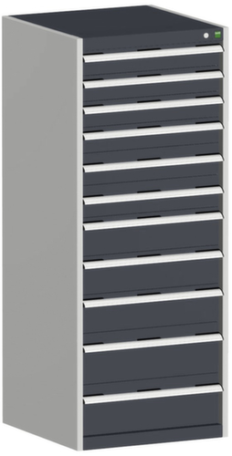 bott Armoire à tiroirs cubio surface de base 650x650 mm, 11 tiroir(s), RAL7035 gris clair/RAL7016 gris anthracite
