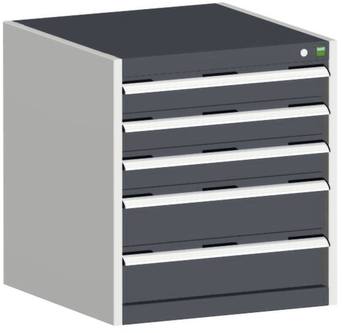 bott Armoire à tiroirs cubio surface de base 650x525 mm, 5 tiroir(s), RAL7035 gris clair/RAL7016 gris anthracite