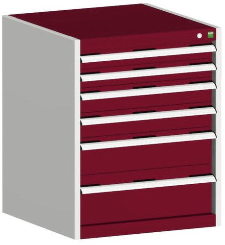 bott Armoire à tiroirs cubio surface de base 650x525 mm, 6 tiroir(s), RAL7035 gris clair/RAL3004 rouge pourpre