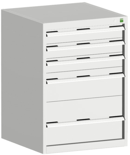 bott Armoire à tiroirs cubio surface de base 650x525 mm, 5 tiroir(s), RAL7035 gris clair/RAL7035 gris clair