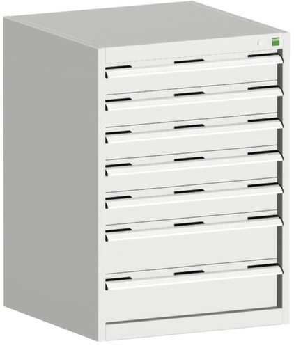 bott Armoire à tiroirs cubio surface de base 650x525 mm, 7 tiroir(s), RAL7035 gris clair/RAL7035 gris clair