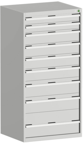bott Armoire à tiroirs cubio surface de base 800x650 mm, 9 tiroir(s), RAL7035 gris clair/RAL7035 gris clair