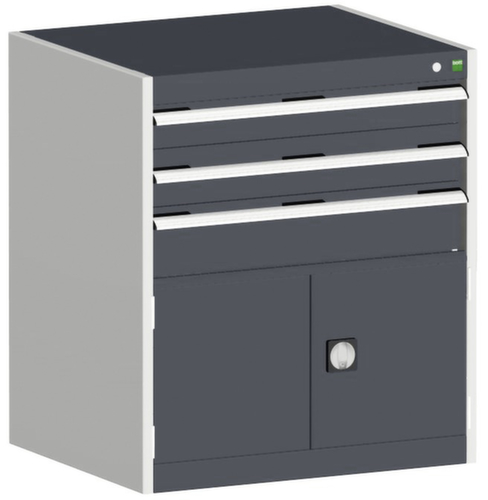 bott Armoire à tiroirs cubio surface de base 800x525 mm, 3 tiroir(s), RAL7035 gris clair/RAL7016 gris anthracite