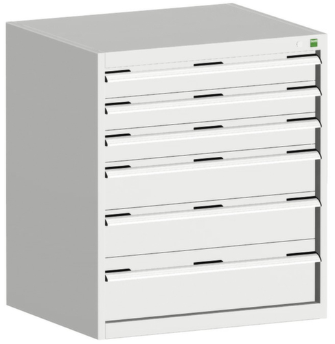 bott Armoire à tiroirs cubio surface de base 800x650 mm, 6 tiroir(s), RAL7035 gris clair/RAL7035 gris clair