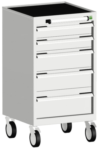 bott Armoire à tiroirs mobile cubio, 5 tiroir(s), RAL7035 gris clair/RAL7035 gris clair