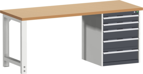 bott Établi modulable stationnaire cubio, 5 tiroirs, RAL7035 gris clair/RAL7016 gris anthracite