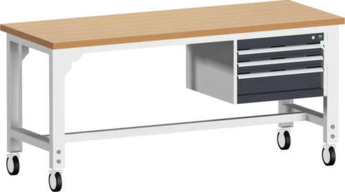 bott Établi modulable roulant cubio, 3 tiroirs, RAL7035 gris clair/RAL7016 gris anthracite