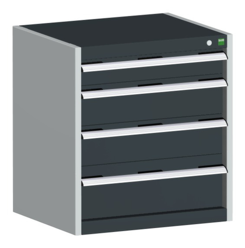 bott Armoire à tiroirs cubio surface de base 650x650 mm, 5 tiroir(s), RAL7035 gris clair/RAL7016 gris anthracite