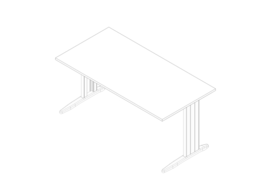 Quadrifoglio Bureau Practika avec piètement en C, largeur x profondeur 1600 x 800 mm, plaque blanc
