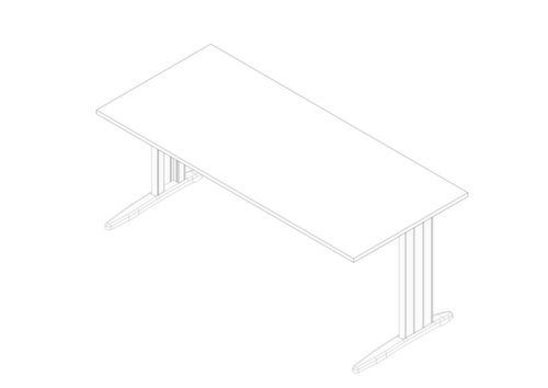 Quadrifoglio Bureau Practika avec piètement en C, largeur x profondeur 1800 x 800 mm, plaque blanc