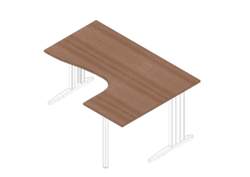 Quadrifoglio Bureau d'angle Practika, piètement en C, largeur 1600 mm, noyer Canaletto/blanc