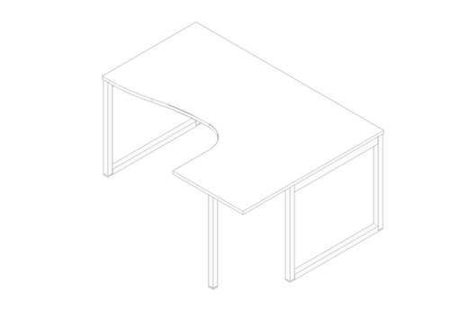 Quadrifoglio Bureau d'angle Practika, Piètem. semelles, largeur 1600 mm, blanc/blanc